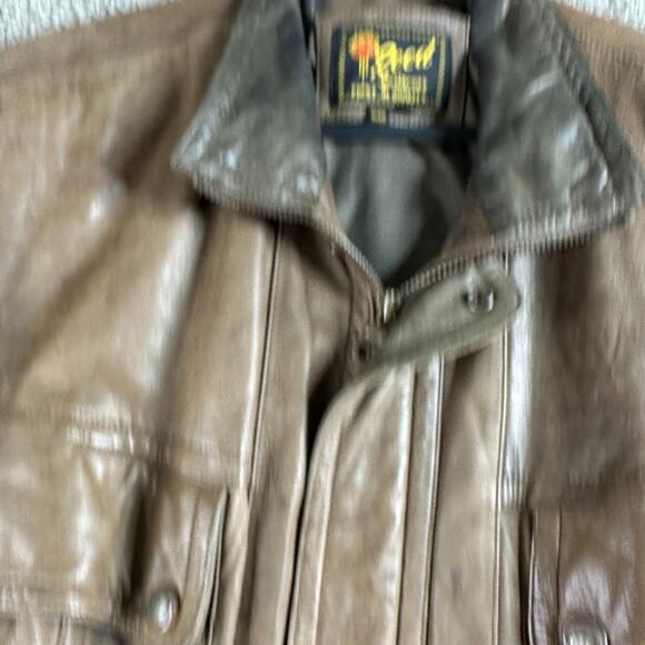 VINTAGE Reeds Sportswear Leather Jacket Mens 46R Brown Soft Leather Bomber - Picture 5 of 16